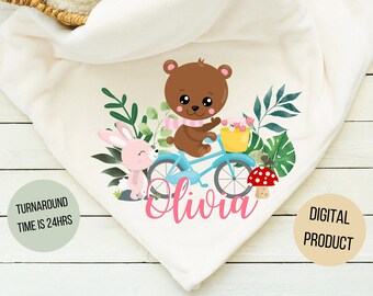 Baby Bear blanket design, Baby bear sublimation PNG file,Woodland animals blanket sublimation, Baby Bear blanket design PNG file sublimation