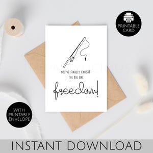 Carte de voeux de retraite imprimable pour collègue, départ amusant, carte de voeux de retraite amusante pour passionné de pêche, téléchargement immédiat