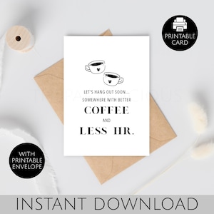 Imprimable meilleur café moins HR carte de voeux d'adieu pour collègue ou patron, drôle de départ carte de voeux félicitations, téléchargement immédiat