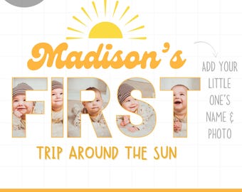 Personalised First trip around the sun Birthday shirt png sublimation, Trip around the sun 1st birthday png, Sun First Birthday png