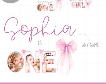 Personalised Girls just wanna be ONE Birthday shirt png sublimation, Pink bow coquette girls 1st birthday png, Girls First Birthday png