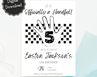 Une poignée d'invitations d'anniversaire à imprimer | Invitation de fête d'anniversaire pour le 5ème garçon | Faire-part cinquième anniversaire garçon