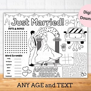 Kids activity kits for wedding, wedding activity placemats for kids, wedding games for kids, wedding activity sheet,wedding kids table decor