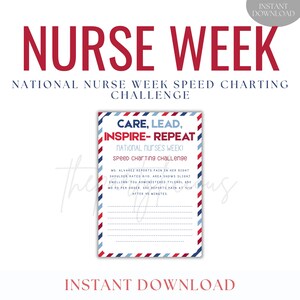 Nationale verpleegkundige week Uitdaging voor spraakgrafiek, Happy Nurse Week-vieringen, Care Lead Inspire Repeat Nurse Week, Instant Download