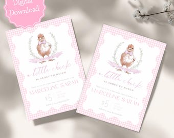 Printable Chick Baby Shower Invitation | A Little Baby Chick is about to hatch Baby Shower Party Invite | Spirng Farmyard Baby Shower invite