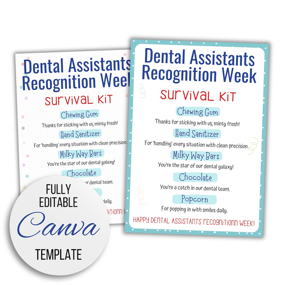 Happy Dental Assistant Recognition Week Survival Kit 2024, Canva ...