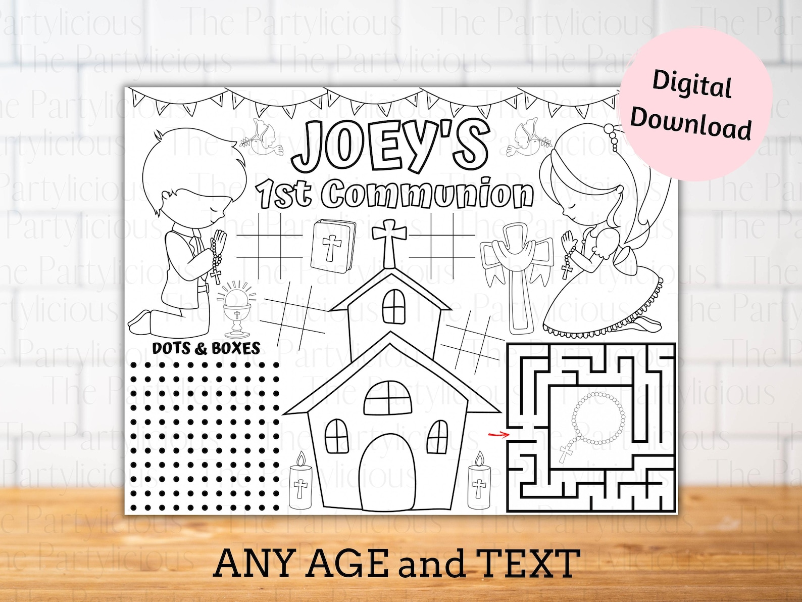 First Communion Coloring Activity Sheet, Holy Communion Placemats ...