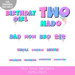 Two-nado girls birthday shirt png sublimation, Twonado birthday party png bundle, Tornado girls 2nd birthday png, Instant Download