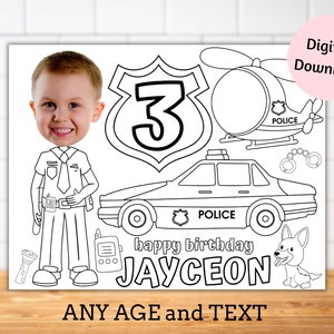 Birthday party activity sheet with photo, birthday placemats, party coloring page, kids party games, kids birthday party table decor
