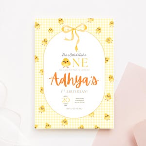 Little chick first birthday invitation, Our Little chick is ONE birthday invite, Farm chicken birthday invite, Chick 1st birthday party