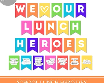 School Lunch hero day printable banner 2024, School lunch heroes appreciation week banner, National school lunch hero day, Instant Download