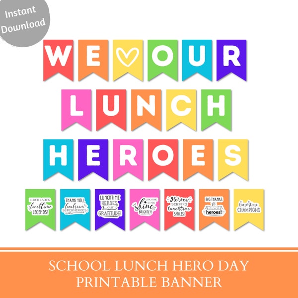 School Lunch hero day printable banner 2024, School lunch heroes appreciation week banner, National school lunch hero day, Instant Download