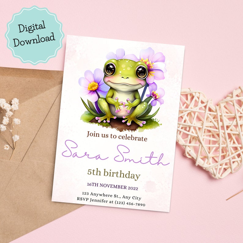 Frog Invite Frog Birthday Party Invitation Toad Printable Invite Party Decor Hop on ...