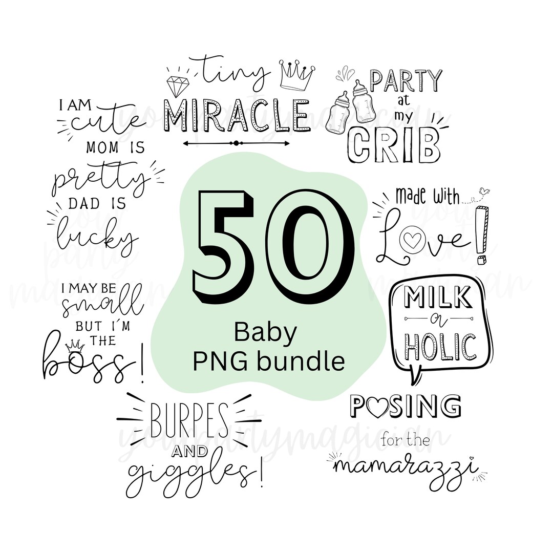 Baby PNG Bundle Sublimation, Newborn SVG Bundle, Baby Quote Cute Baby ...