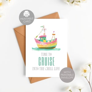 Carte de voeux de retraite imprimable pour collègue, cadeau de départ imprimable, carte de voeux de retraite croisière d'été, téléchargement immédiat