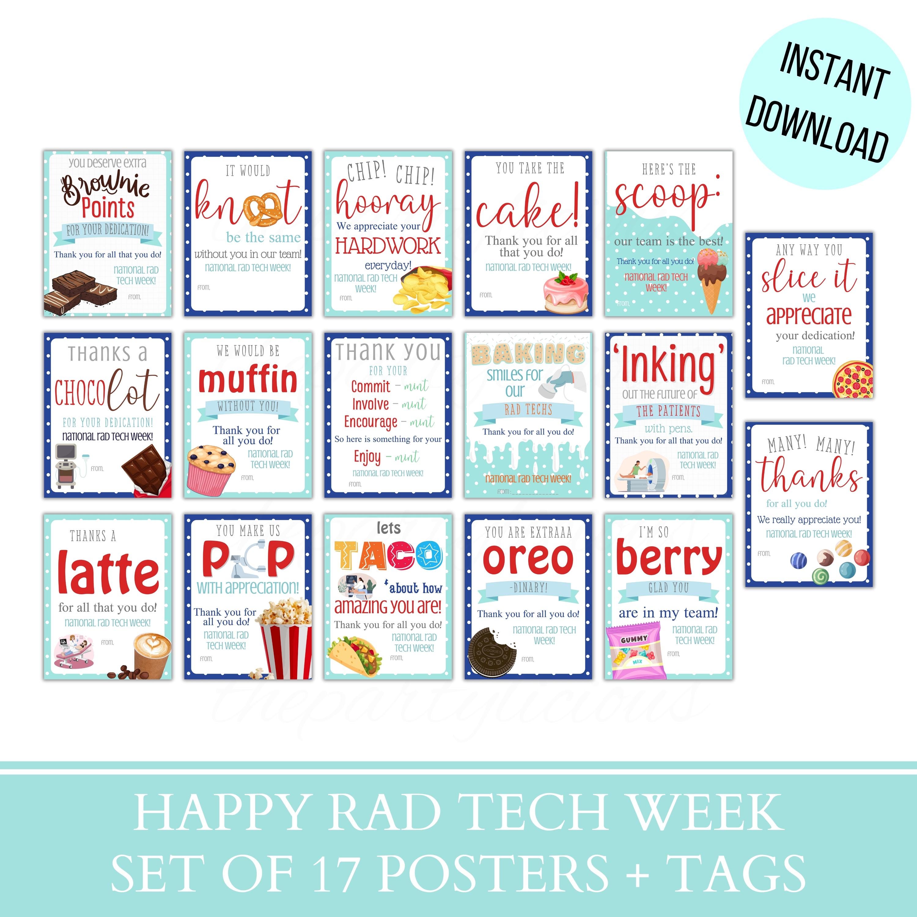 Tech Week Printable Labels Radiologic Technologist Week Posters + Gift Tags, Happy Rad Tech Week ...