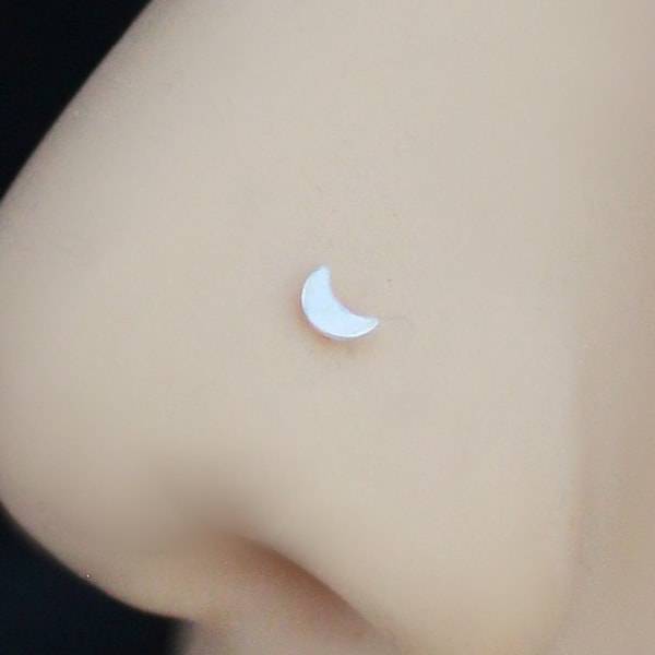 Nasenpiercing 22g 0,6mm Mond Halbmond 925 Sterling Silber, gerader straight-end Stab zum selbst biegen, crescent moon nose stud