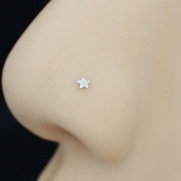 Nose piercing 925 sterling silver star 22g 0.6 mm, star, straight-end bar to bend yourself, nose piercing stud, nostril jewelry
