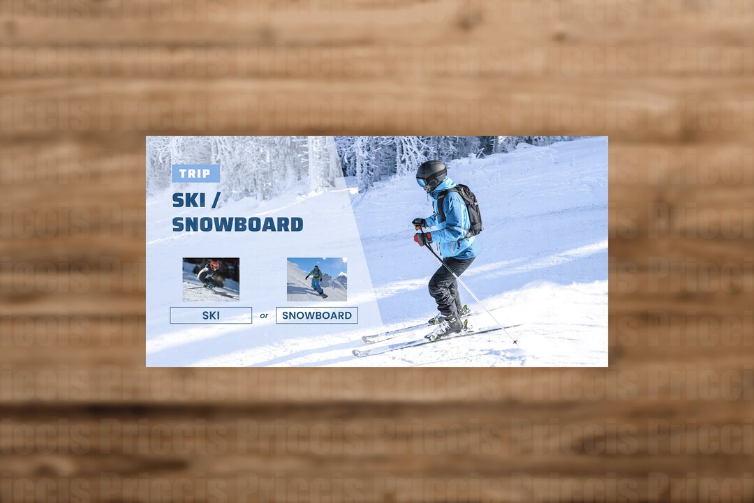 Print at Home Ski or Snowboard Ticket Download Digital Etsy