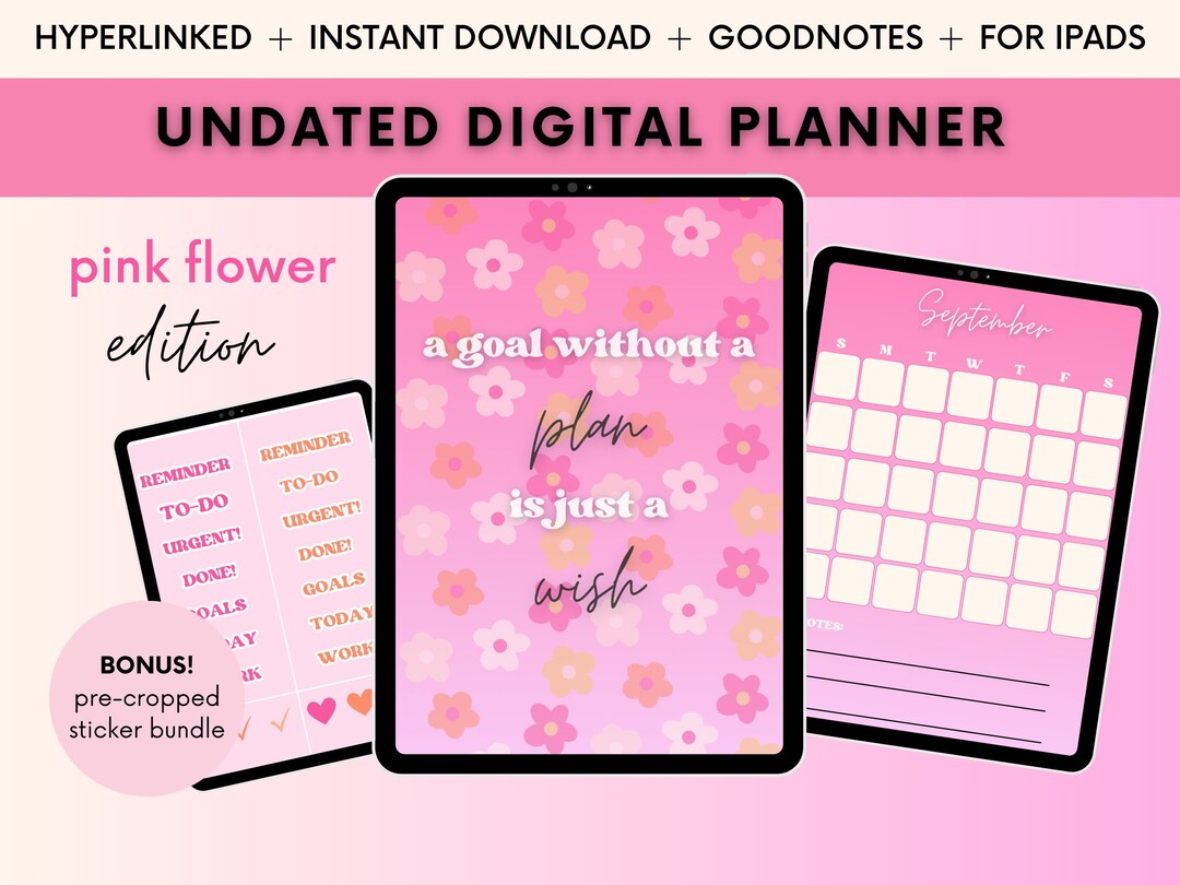 Pink Digital Planner for Goodnotes iPad Lifestyle Planner, Flower ...