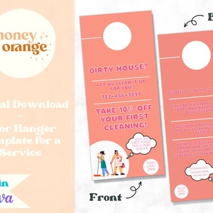 Cleaning Service Door Hanger Tag Canva Template | Door Flyer | Service Marketing | Cleaning Flyer | Cleaning Service Door Hanger | Printable