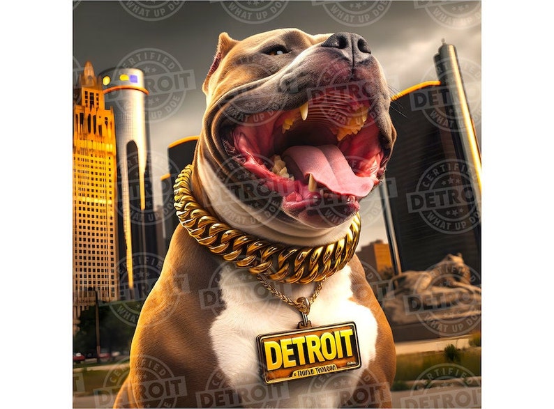 Detroit PNG, Detroit Pitbull, Detroit Dog, Dog Gold Chain, Detroit Clip