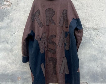 TRANSMUTA COAT - 001 | Jacket | Coat | Upcycling jacket | Unique piece coat | Unique piece jacket | Upcycling coat | Brown linen coat