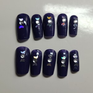 Midnight blue witch moon nails
