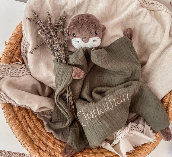 Schmusetuch, Schnuffeltuch, Kuscheltuch, personalisiert, personalisiertes Geschenk, Geburt, musselin Tuch  (Katze, Otter, Hund, Hase)