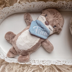Small heat pillow, grain pillow, grape seed pillow with name, personalized, baby gift, otter