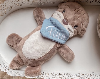 Kleines Wärmekissen, Körnerkissen, Traubenkernkissen mit Namen, personalisiert, babygeschenk, Otter