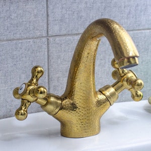 Unlacquered solid brass bathroom faucet, single hole faucet, vanity brass faucet, sink small faucet, bathroom faucets