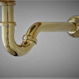 authentic unlacquered solid brass P-Trap - antique perfect finish, elegant, and durable stylish choice for your vanity vintage brass sink