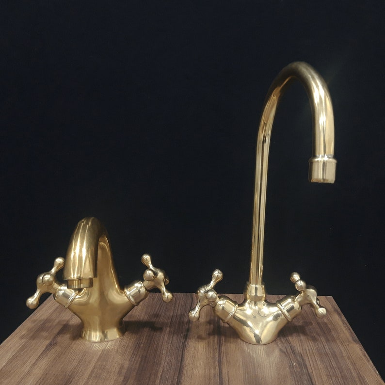 Unlacquered Solid Brass Kitchen Faucet, Sink Faucet, Kitchen Faucet, Brass Bar Faucet, Brass