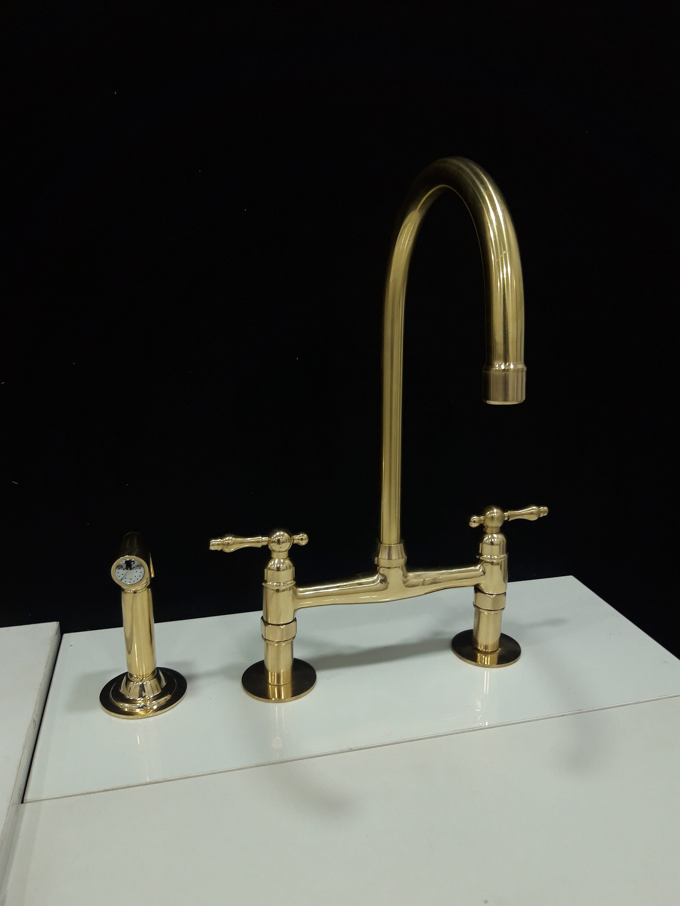 Unlacquered Solid Brass Sink Faucet, Kitchen Brass Faucet, Sink Bridge ...