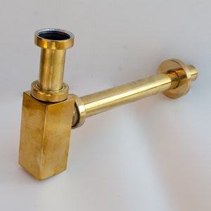 Unlacquered solid brass P-trap with pushup button, bathroom brass ptrap, vanity sink ptrap, brass p-trap with pushup drain