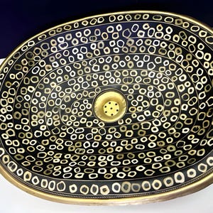 Handmade Bathroom Sink, Solid undermout  vanity Brass sink , made with brass, Bone, and  Resin, Antique Sink with Resin And Bone