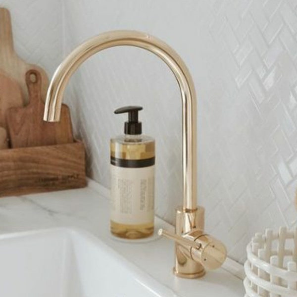 Unlacquered Solid Brass Kitchen Faucet with lever  , brass sink faucet , kitchen sink faucet , bar faucet , brass faucet  , sink faucet