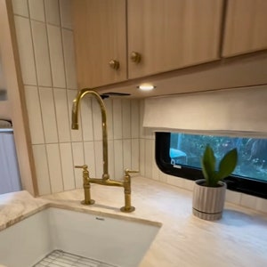 brass kitchen bridge faucet with long straight legs, handmade brass faucet, Rustic kitchen hardware, gold kitchen fixture, Rustic faucet