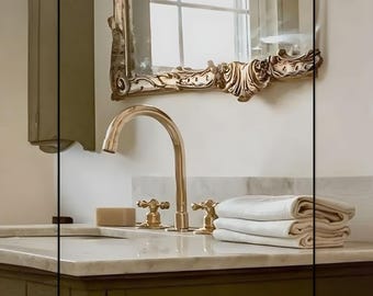 Torneira de luxo para lavatório em latão sem verniz, torneira de latão para toucador, torneiras de latão, torneira de latão para toucador com 3 furos, torneira de latão de três furos.