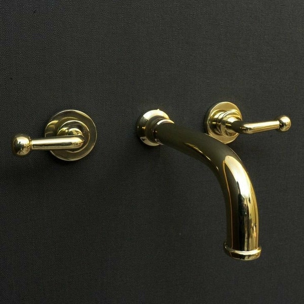 Unlacquered Brass heavy Wall Mount faucet , Bathroom wall mounted faucet , brass tub filler, brass Wall mounted taps