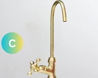 Unlacquered solid brass faucet, single hole kitchen brass faucet, cold water faucet, brass dispenser, luxury sink faucet, brass faucet
