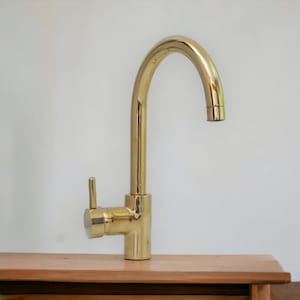 Unlackierter Messing Hebel Griff Wasserhahn, Einloch Wasserhahn, Küchen Messingwasserhahn, Waschbecken ein Griff Wasserhahn, Einloch Wasserhähne