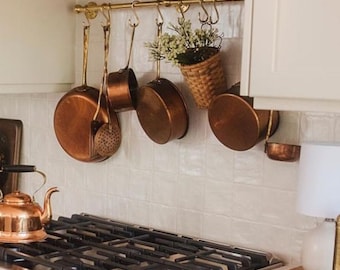 Unlacquered Solid Brass Hanging Pot and Pan Kitchen Rack Organizer Brass Hanging Hook Kitchen Hanging Rail Hanging Hooks for Kitchen Etsy