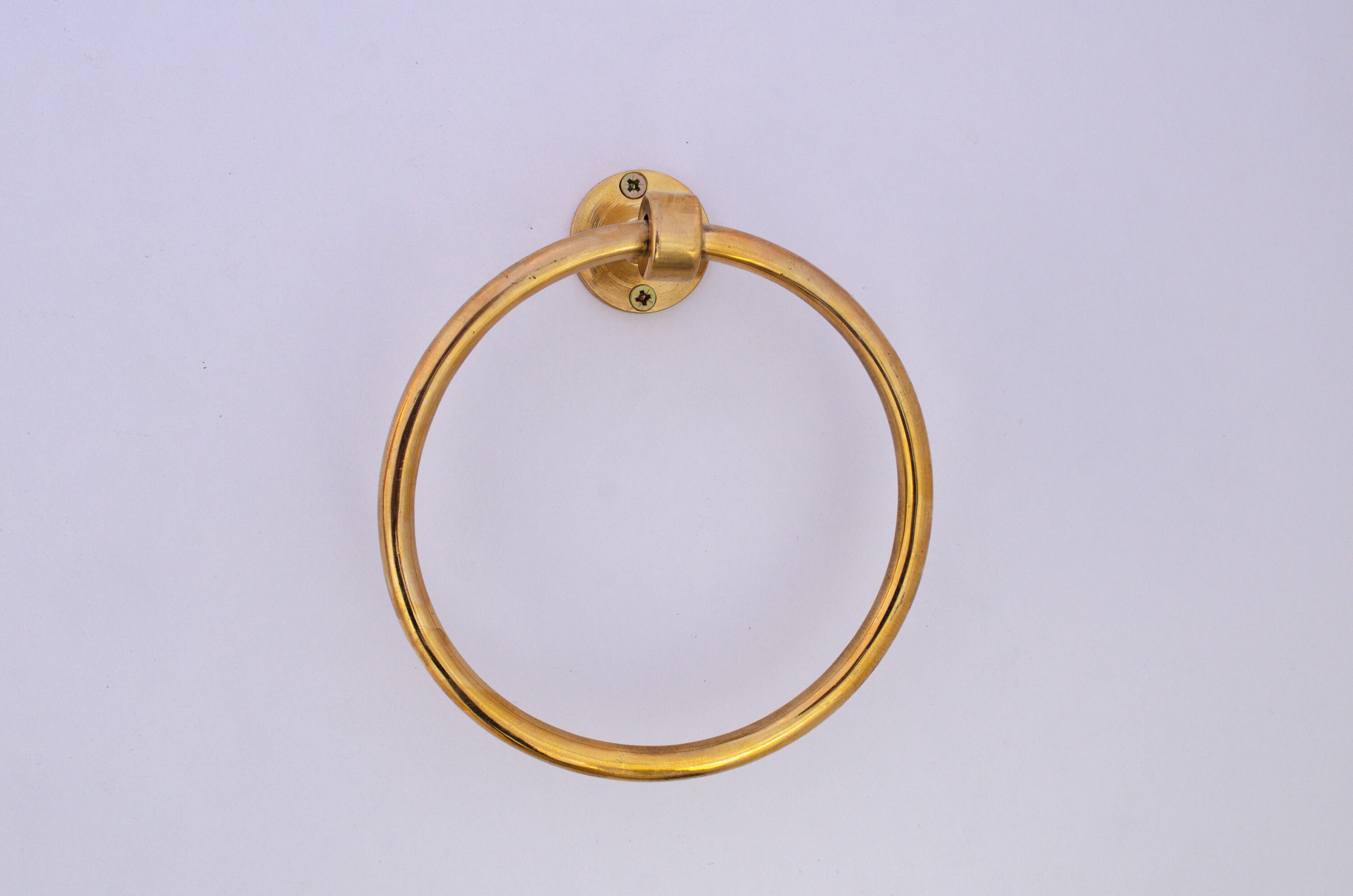 Brass Towel Ring, Unlacquered Brass Towel Holder, Brass Roll Holder for