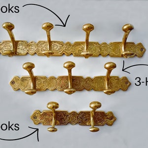 Unlacquered solid brass decorative hooks, brass Coat hook, three in one bathroom hook