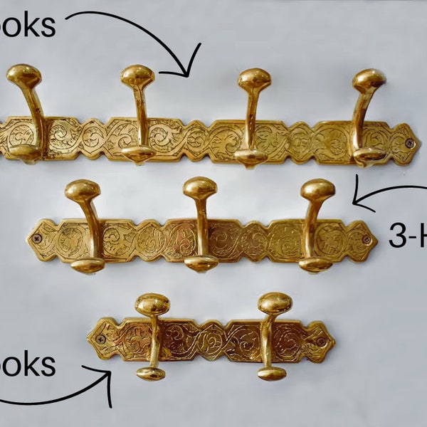 Brass Wall Hooks  - Decorative coats Hooks  for home design, brass decorative hooks 15" | 12" | 9" dimensions - Victorian Style Hooks