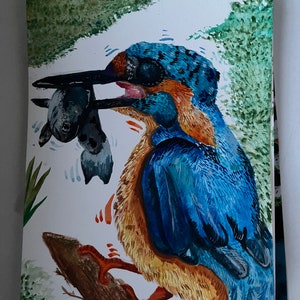 original kingfisher watercolour painting