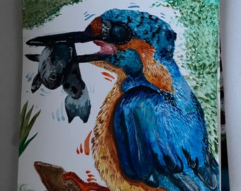 origineel ijsvogel aquarel schilderij