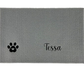 Personalized Embroidered Dog or Cat Dish Mat; Custom Embroidered Doggie/Cat Placemat - Perfect Gift for Pet Lovers